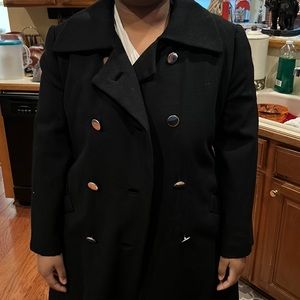 Black double button trench